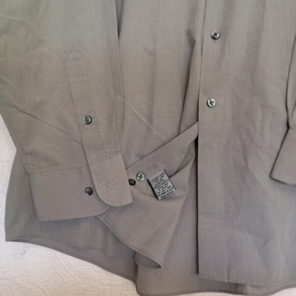 Savile Row Dress Shirt Button-UpSize 18 34/35 Mens Gray Long Sleeve Cotton Blend - Picture 3 of 6